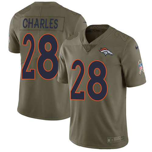 Nike Broncos #28 Jamaal Charles Olive Men's Stitched NFL Limited Salute to Service Jersey